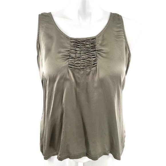 BY CHICO'S GREEN SILK FRONT RUCHED TOP TANK - XL/16/CHICO'S 3 - Picture 1 of 5